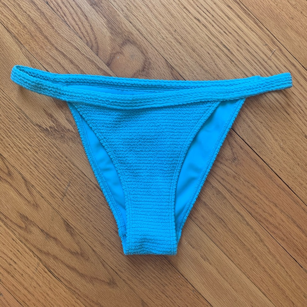 ruffled blue swim bottoms